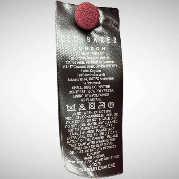 Ted Baker Emaleee Sequin Wrap Plunge Neck Midi Dress Size 2 US 4-6 Dark Red Glam - Picture 9 of 11